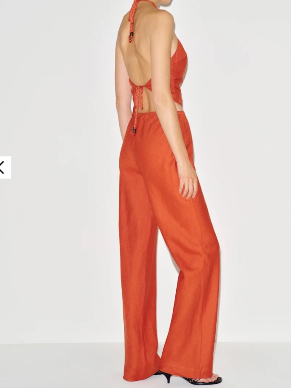 NWT Reformation Gale Linen Mid Rise Pant. Color Chili Mango. Size M - Picture 3 of 7